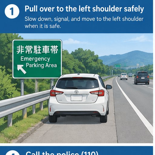 車輛安全停靠日本道路左側路肩