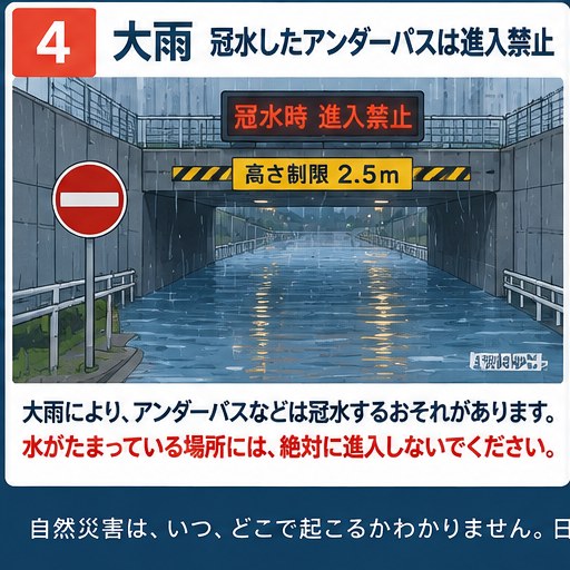 豪雨積水地下道禁止進入