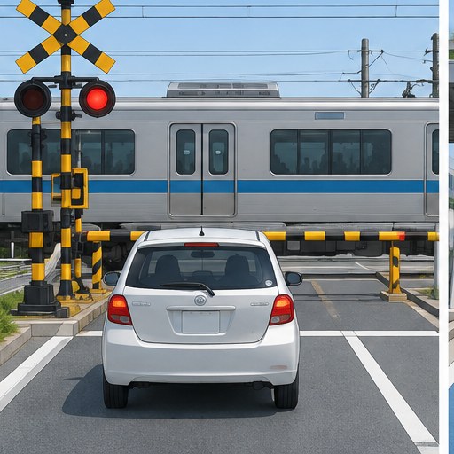 日本鐵路平交道前完整停車