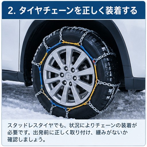 正確安裝於輪胎的雪鏈