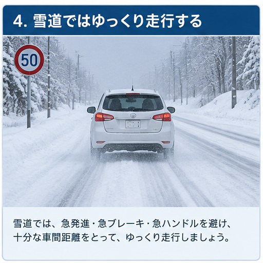 車輛在日本積雪道路低速行駛